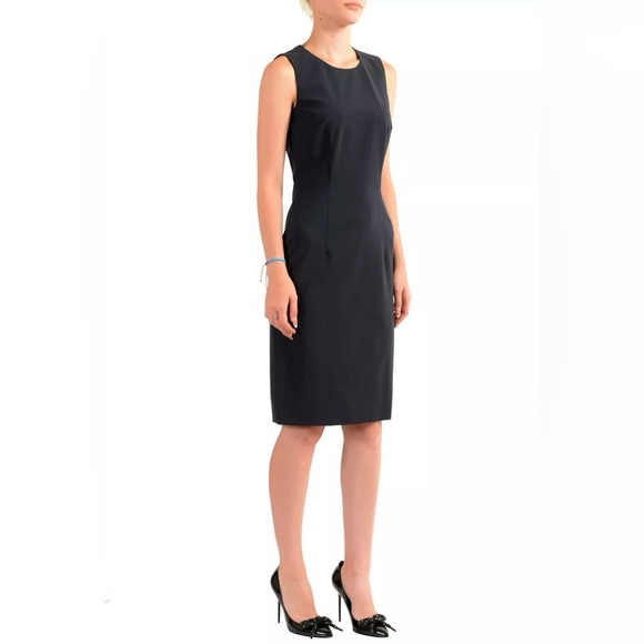 Hugo Boss "Dirusa" Crewneck Wool Sleeveless Pencil Dress - Picture 5 of 10